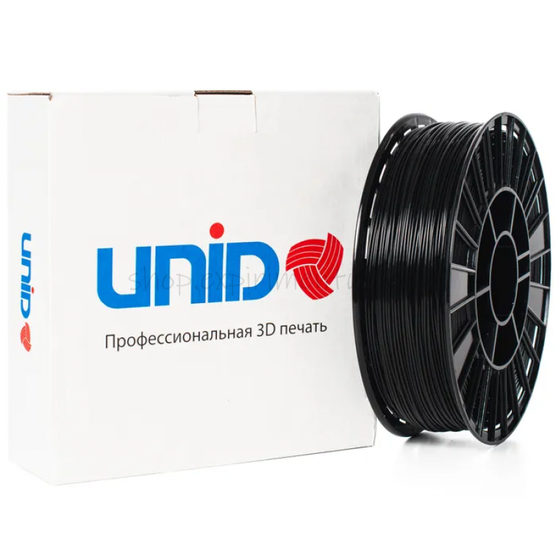 Катушка PETG пластика для 3Д принтера UNID 1,75 мм 800гр, цвет Черный PETG0802 Unid, РФ, Россия