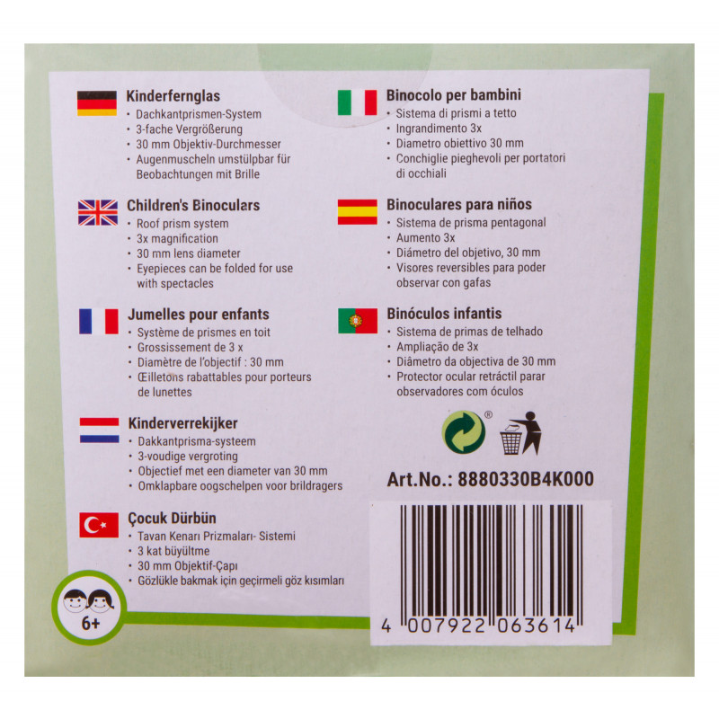 Бинокль детский Junior 3x30, зеленый 75756 Bresser