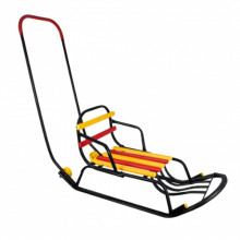 Санки детские "Снежок" со спинкой, переставной ручкой и опорными колесиками 526-613G