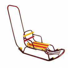 Санки детские "Снежок" со спинкой, переставной ручкой и опорными колесиками 526-613R