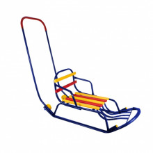 Санки детские "Снежок" со спинкой, переставной ручкой и опорными колесиками 526-613B