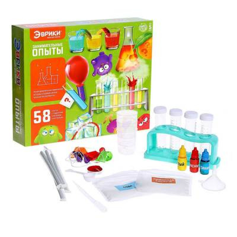 ЭВРИКИ Набор для опытов "Занимательные опыты", 58 опытов, 25 предметов SL-05491 6250076 Guangdong DEGAO Science & Technology Со., LTD