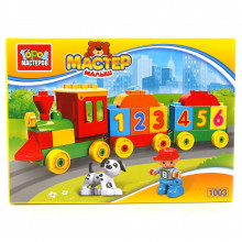 КОНСТРУКТОР "ГОРОД МАСТЕРОВ" БОЛЬШИЕ КУБИКИ: ПАРОВОЗИК С 2 ВАГОНАМИ LL-1003-R Город мастеров