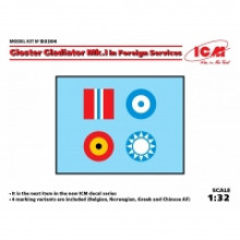 Сборная модель: Декаль Gloster Gladiator Mk.I/II на иностранной службе 1:32 D3204 ICM