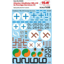Сборная модель: 1:32 Декаль для Gloster Gladiator Mk.I/II, 4 варианта: ВВС Финляндии, Латвии и Ирландии D3205 ICM