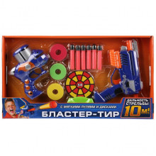 БЛАСТЕР - ТИР С МЯГКИМИ ПУЛЯМИ, ДИСКАМИ И МИШЕНЬЮ В КОР. 37,5*21,5*4,2СМ B630505-R1 Играем вместе