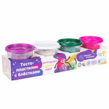 Тесто-пластилин Набор 4 цвета с блестками, 560 гр TA2000 Genio Kids