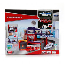 ПАРКОВКА "ТЕХНОПАРК" СО СПУСКОМ, 2-МЯ МЕТАЛЛ. МАШИНАМИ И ВЕРТОЛЕТОМ 7,5СМ 33558-R