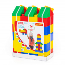 Конструктор строительный "XXL", 36 элементов + соединитель (30 элементов) 68026 Полесье