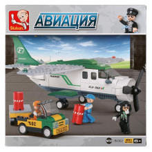 Конструктор пласт. транспортный самолет с фигурками, 251дет. 28,5*28,5*5,4см M38-B0362 Sluban