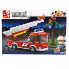 Конструктор пласт. машина пожарная с фигурками, 269дет. 33*23*5,5см M38-B0625 Sluban