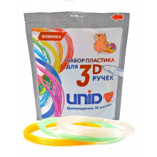 Набор пластика PLA-"F3"  (по 10м. 3 цвета ) PLAF3   UNID