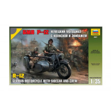 Сборная модель Немецкий мотоцикл БМВ Р-12 с коляской (1:35) 3607 ЗВЕЗДА